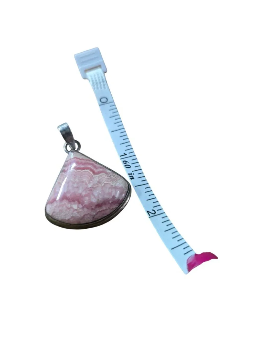 Genuine Rhodochrosite Sterling Silver Handcrafted Bezel Set Pendant 1.5
